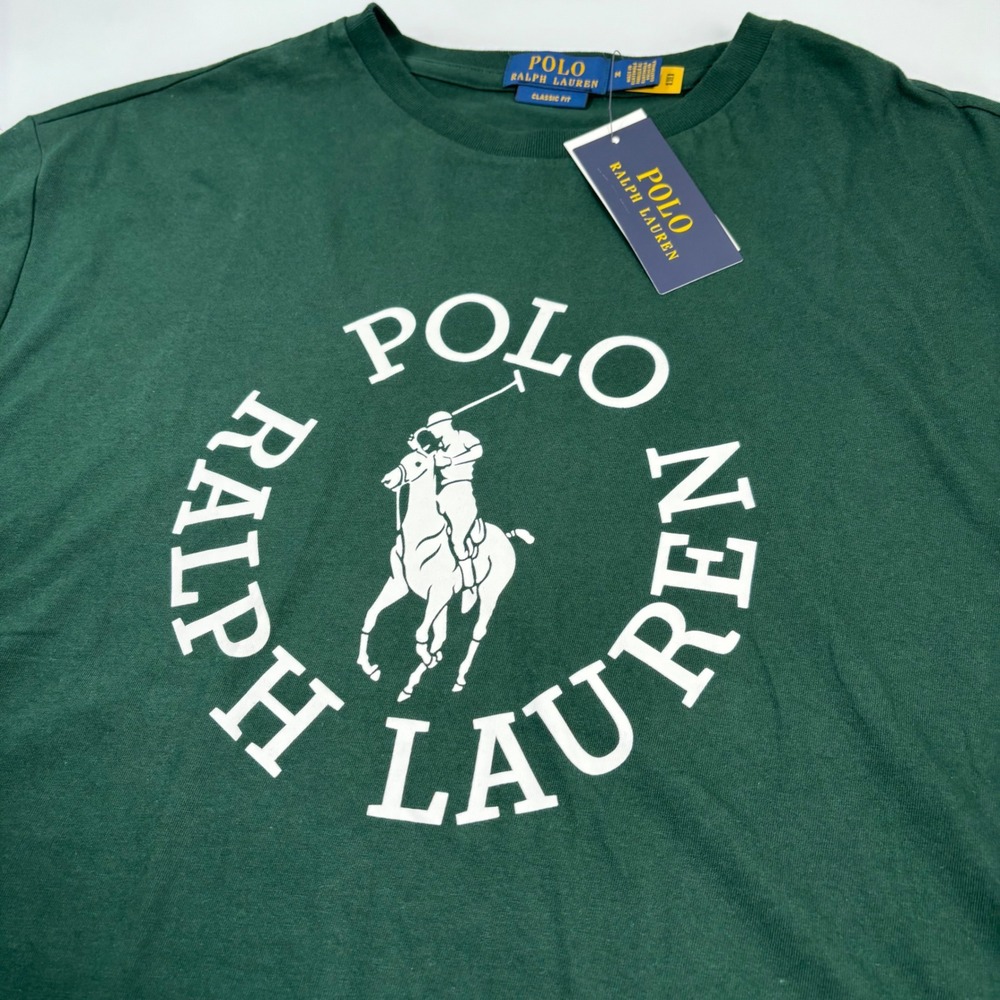 Polo Ralph Lauren Mens‎ M Green T-Shirt NWT Classic Fit Big Pony Circle Logo